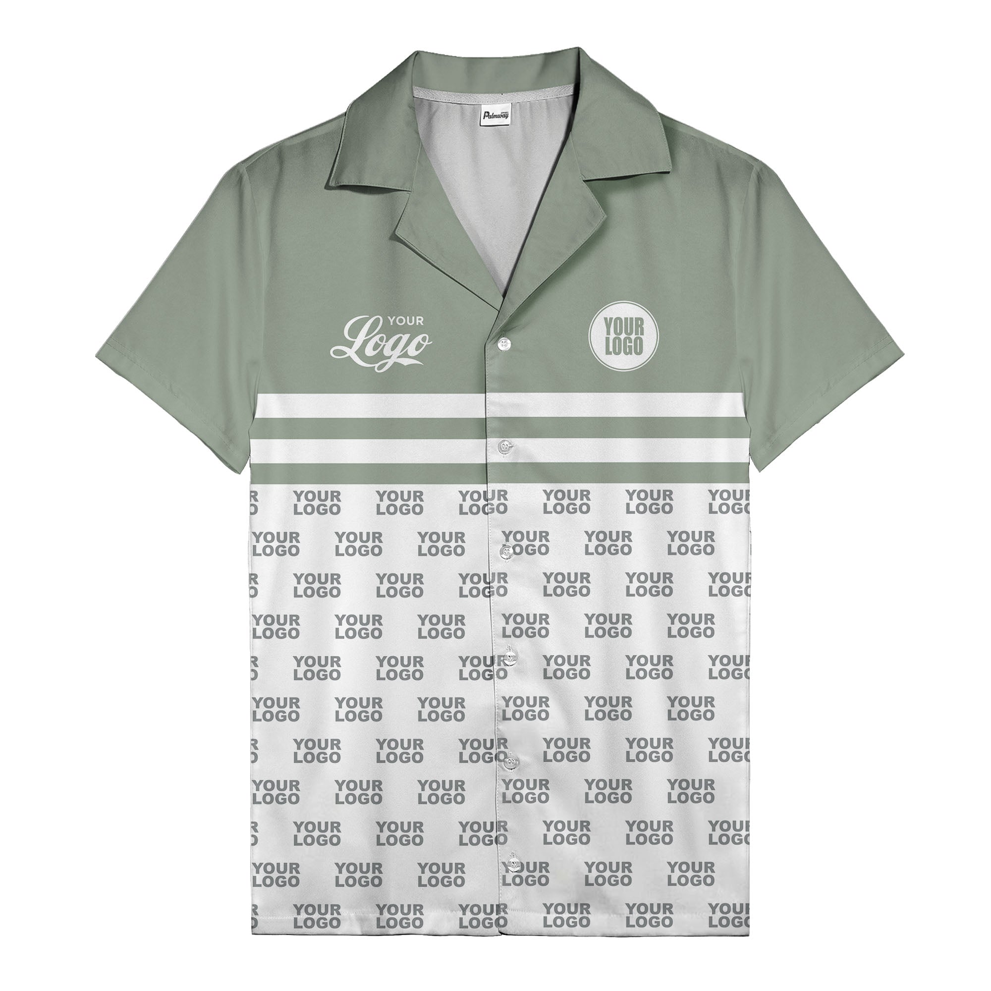 repeating customizable logo hawaiian shirt personalized text aloha button down shirt