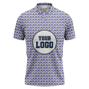 Repeating Personalized Logo Polo Shirt With Custom Text & Illustrated Icons