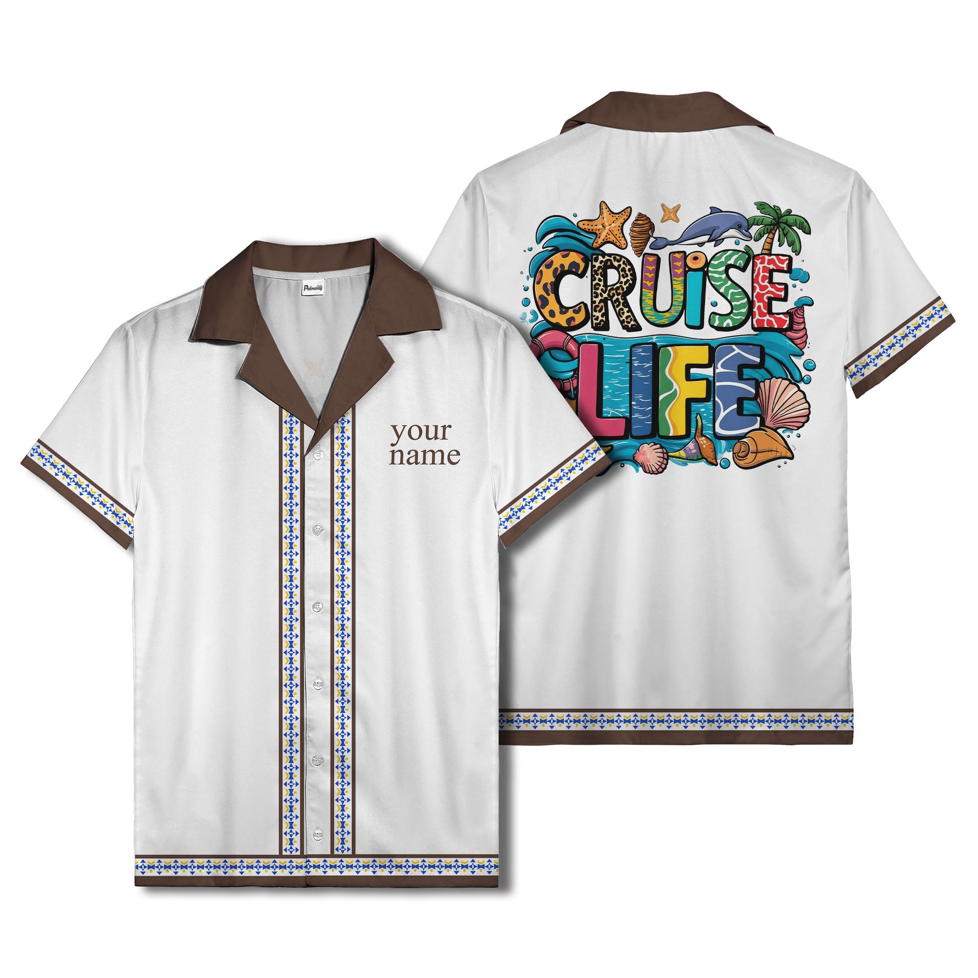 retro bowling diamond geometric personalized hawaiian shirt for men