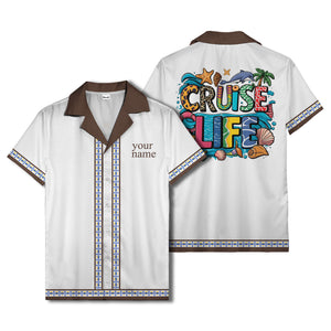retro bowling diamond geometric personalized hawaiian shirt for men