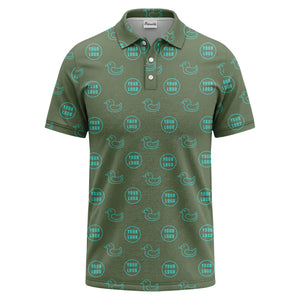 rubber duck & custom logo circle pattern polo shirt for men
