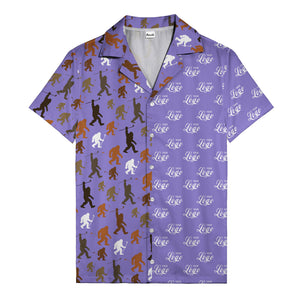sasquatch golfers swinging clubs cartoon black hawaiian shirt for men