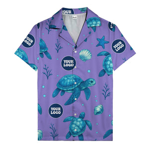 sea turtles & coral seashells aloha navy hawaiian shirt
