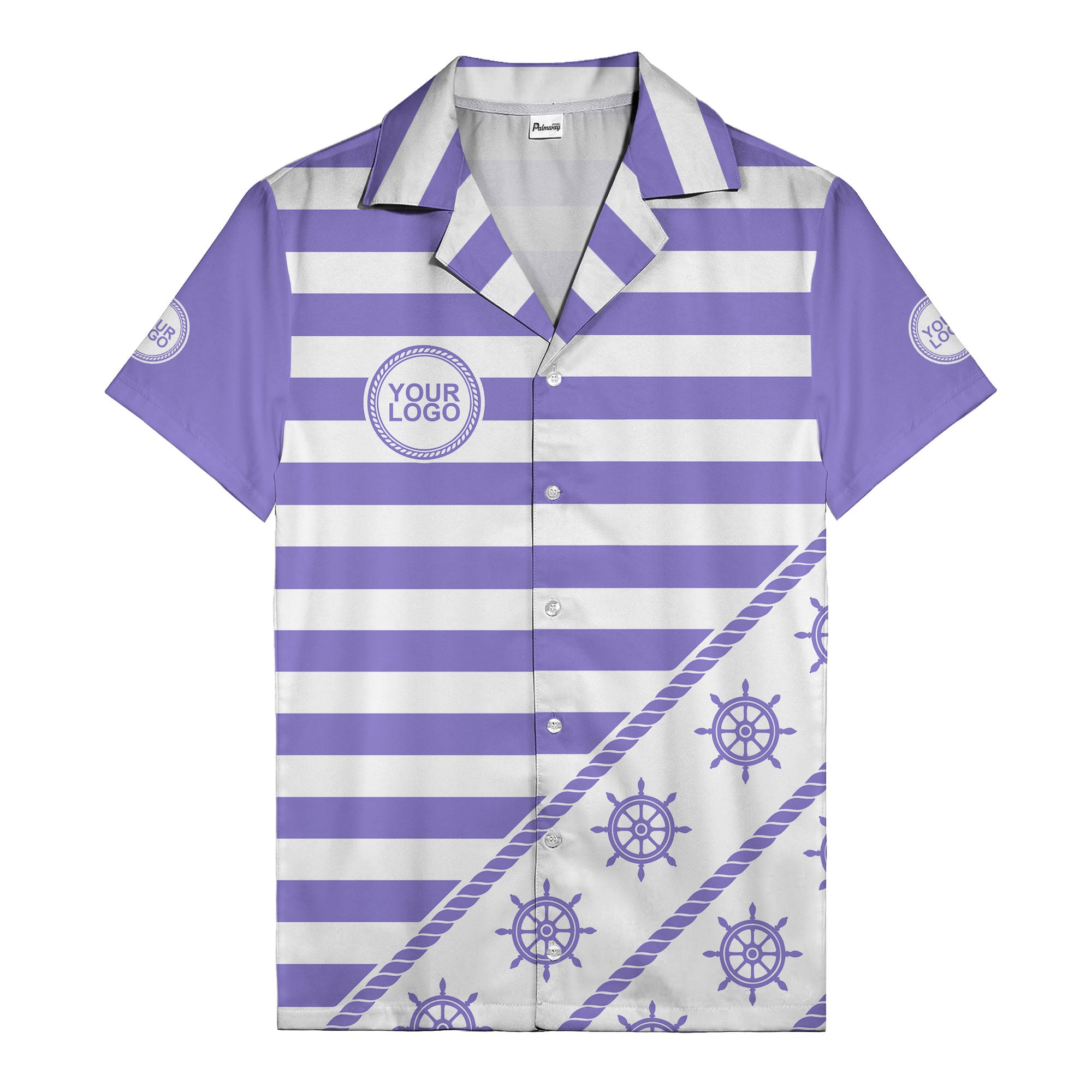 ship wheel and rope striped nautical maritime hawaiian shirt