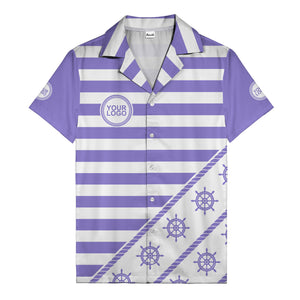 ship wheel and rope striped nautical maritime hawaiian shirt