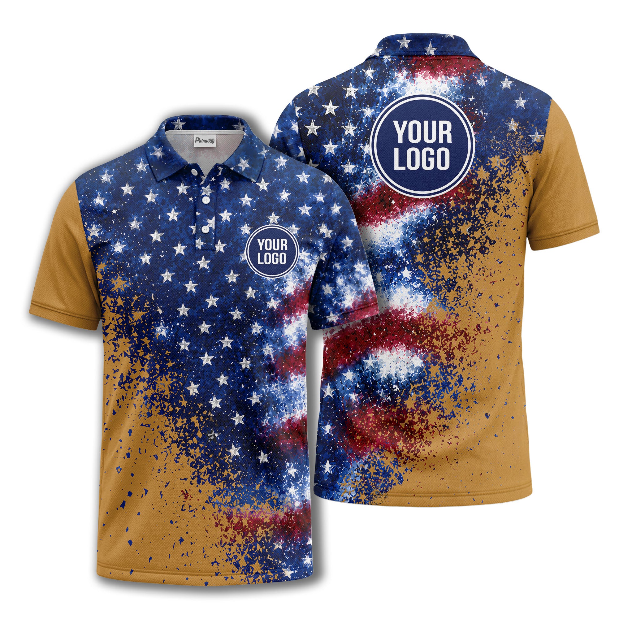 stars & stripes american flag all over print polo shirt