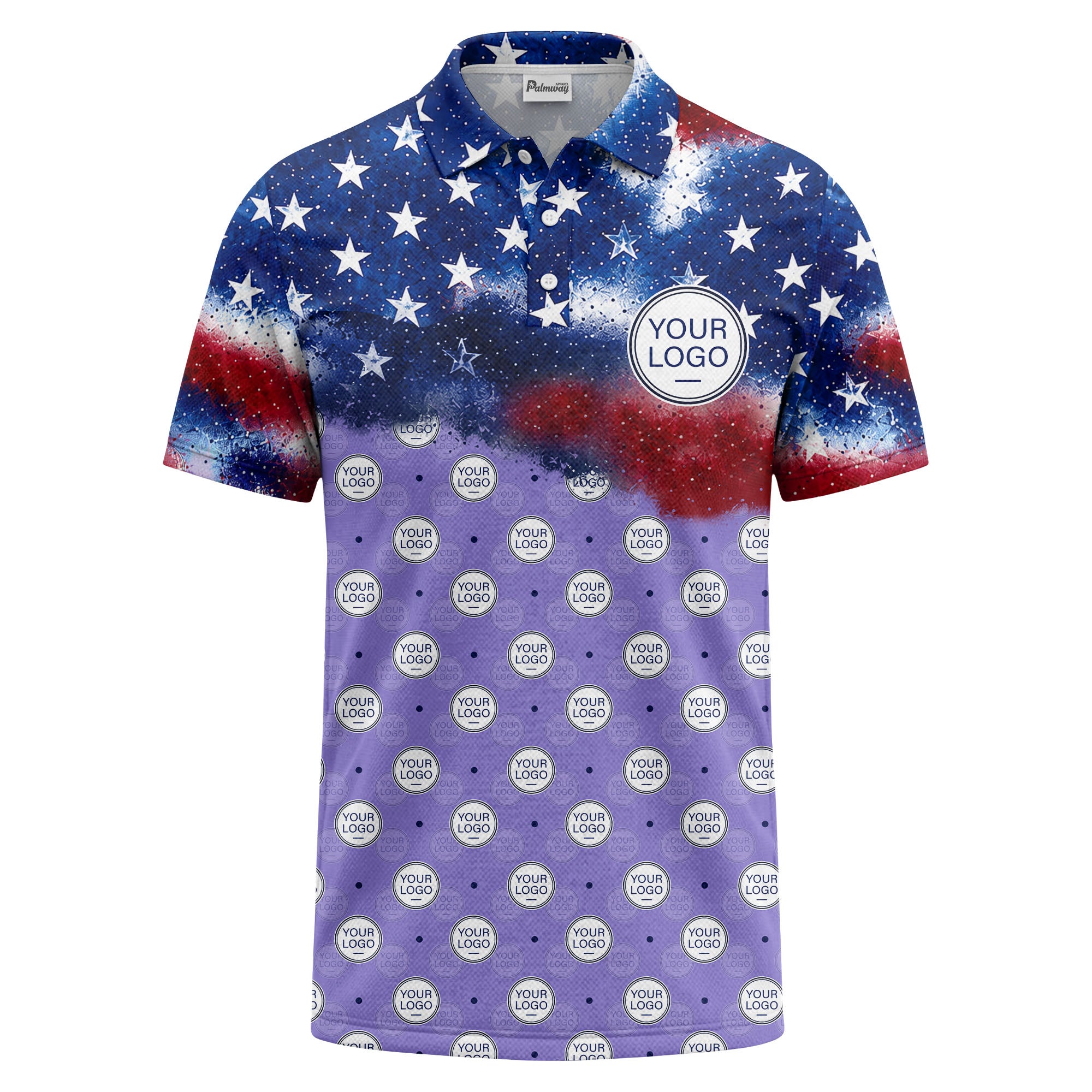 stars & stripes american flag custom logo all over print polo shirt