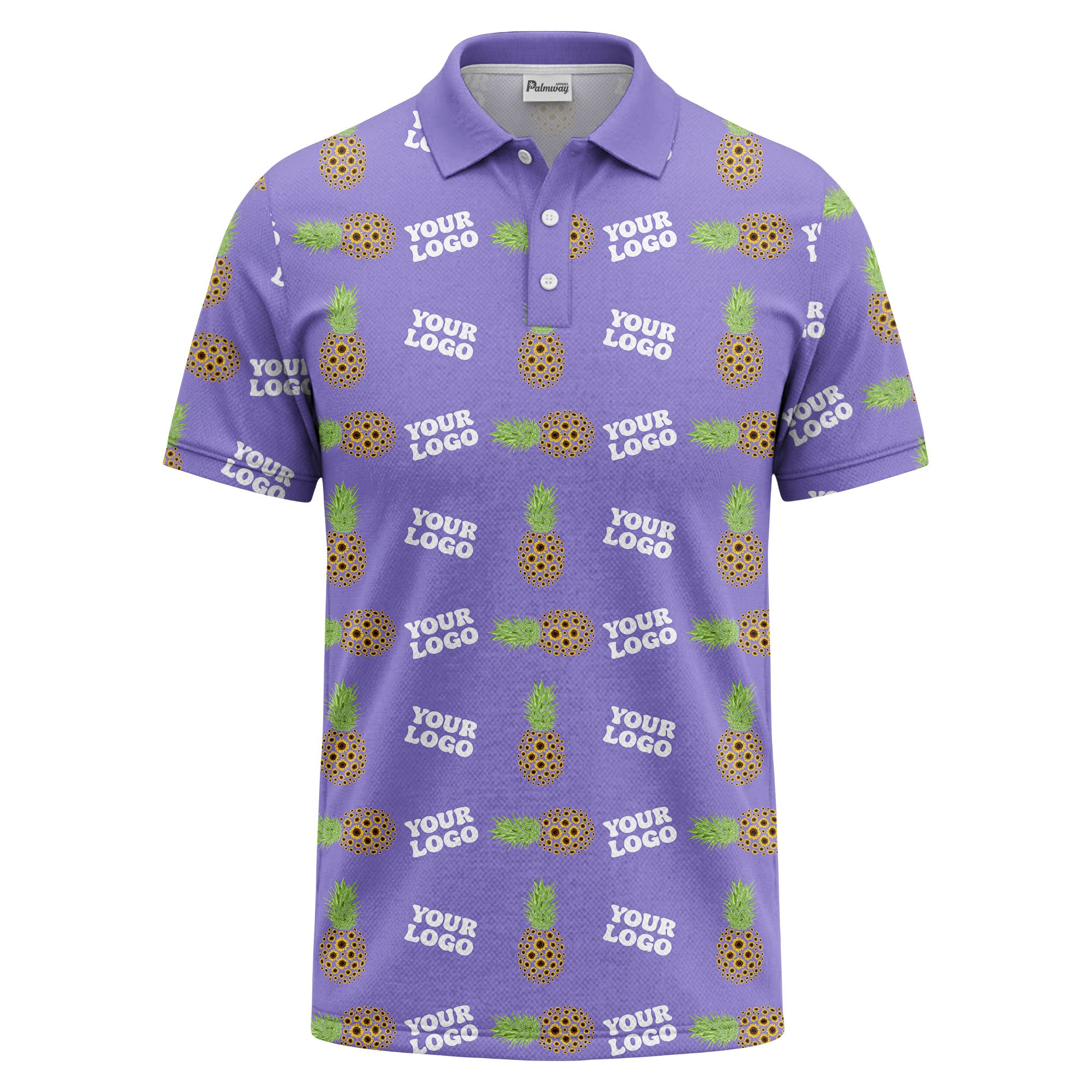 sunflower pineapple repeat custom logo polo shirt for beach days