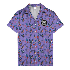 vintage 50s bald eagles & statue of liberty golf hawaiian shirt