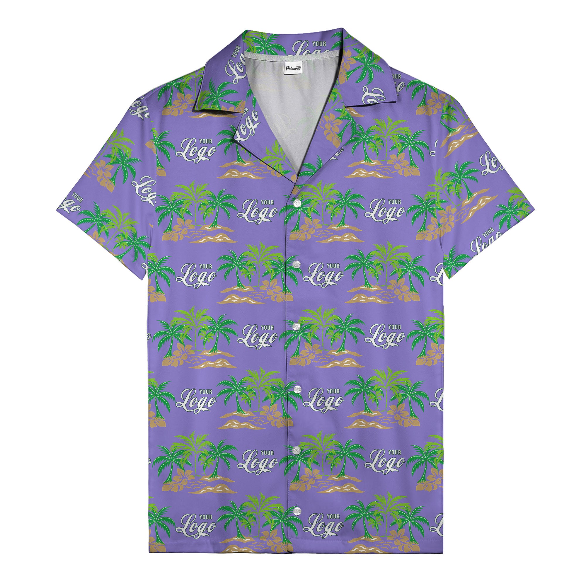 vintage palm tree oasis with monogrammed logo repeat hawaiian shirt