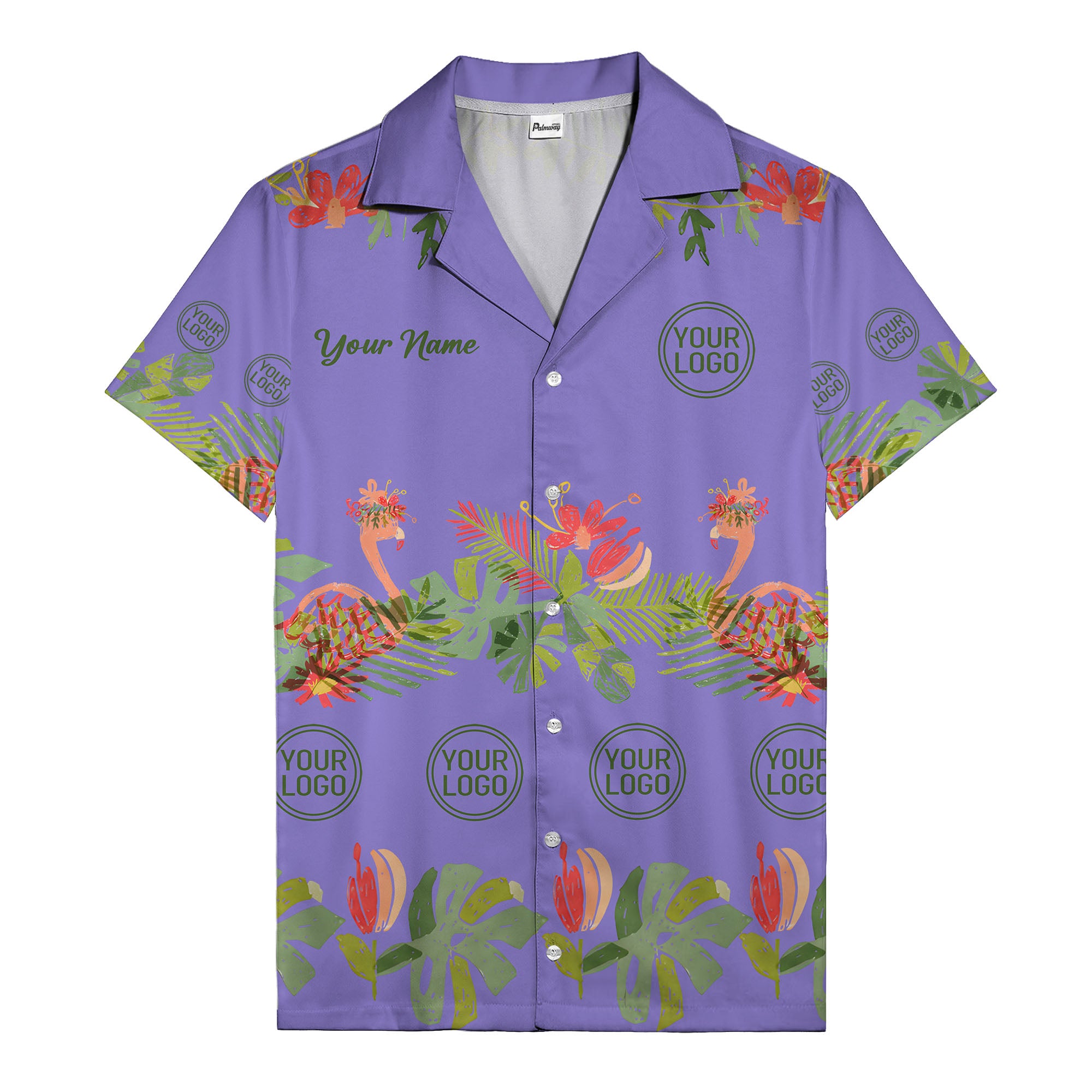 watercolor flamingo palm tropical flowers black hawaiian shirt