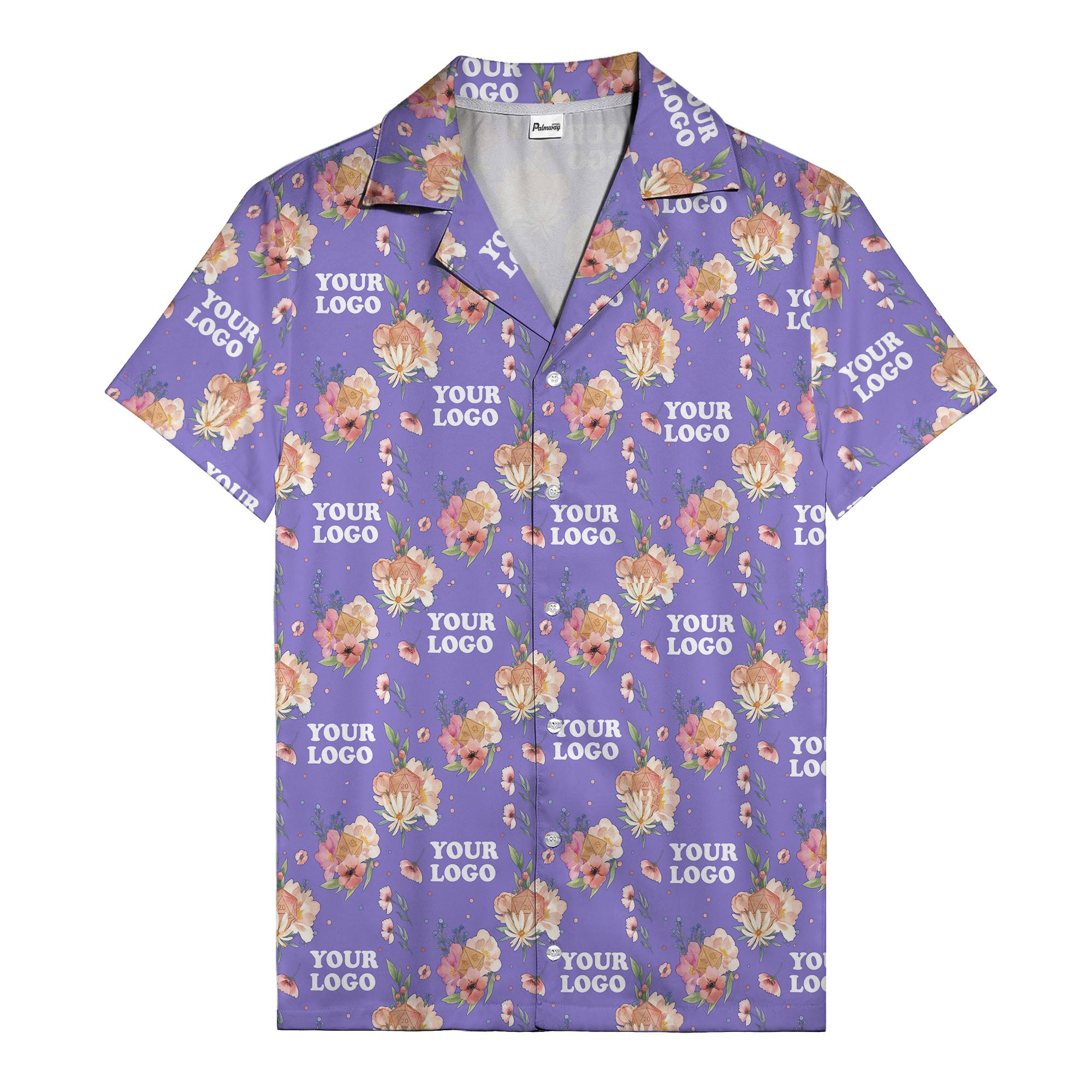 watercolor floral d20 dice hawaiian shirt with custom logo space