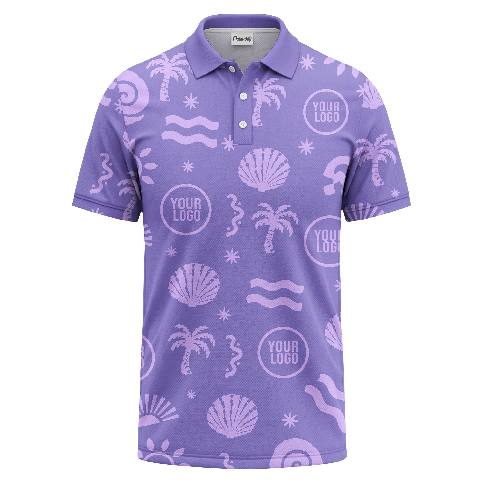 watercolor palm trees seashells waves polo shirt for beach vacation