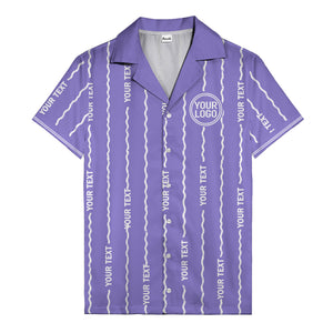wavy line personalized hawaiian shirt with custom text & logo