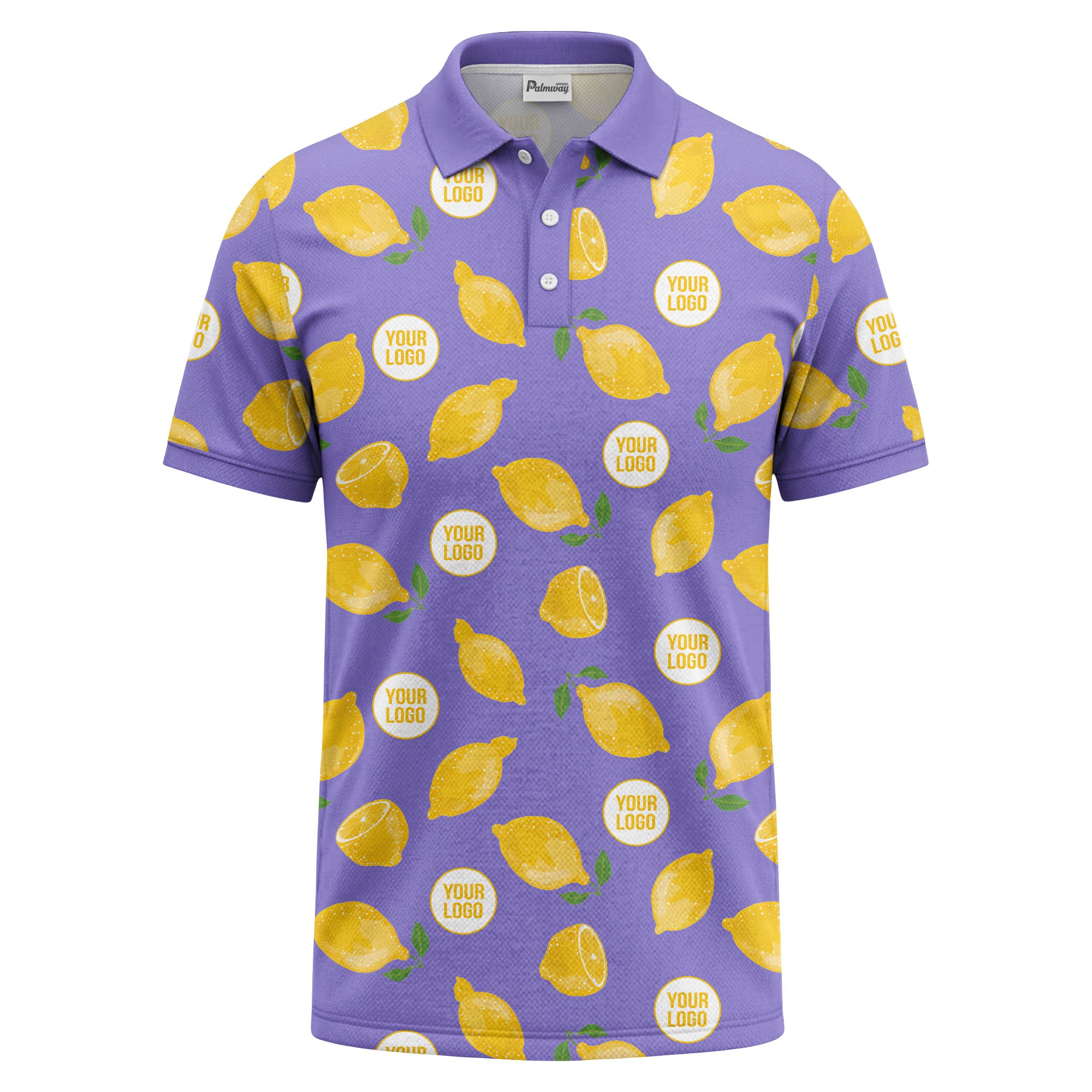 zesty lemon slices & leaf motif playful summer polo shirt