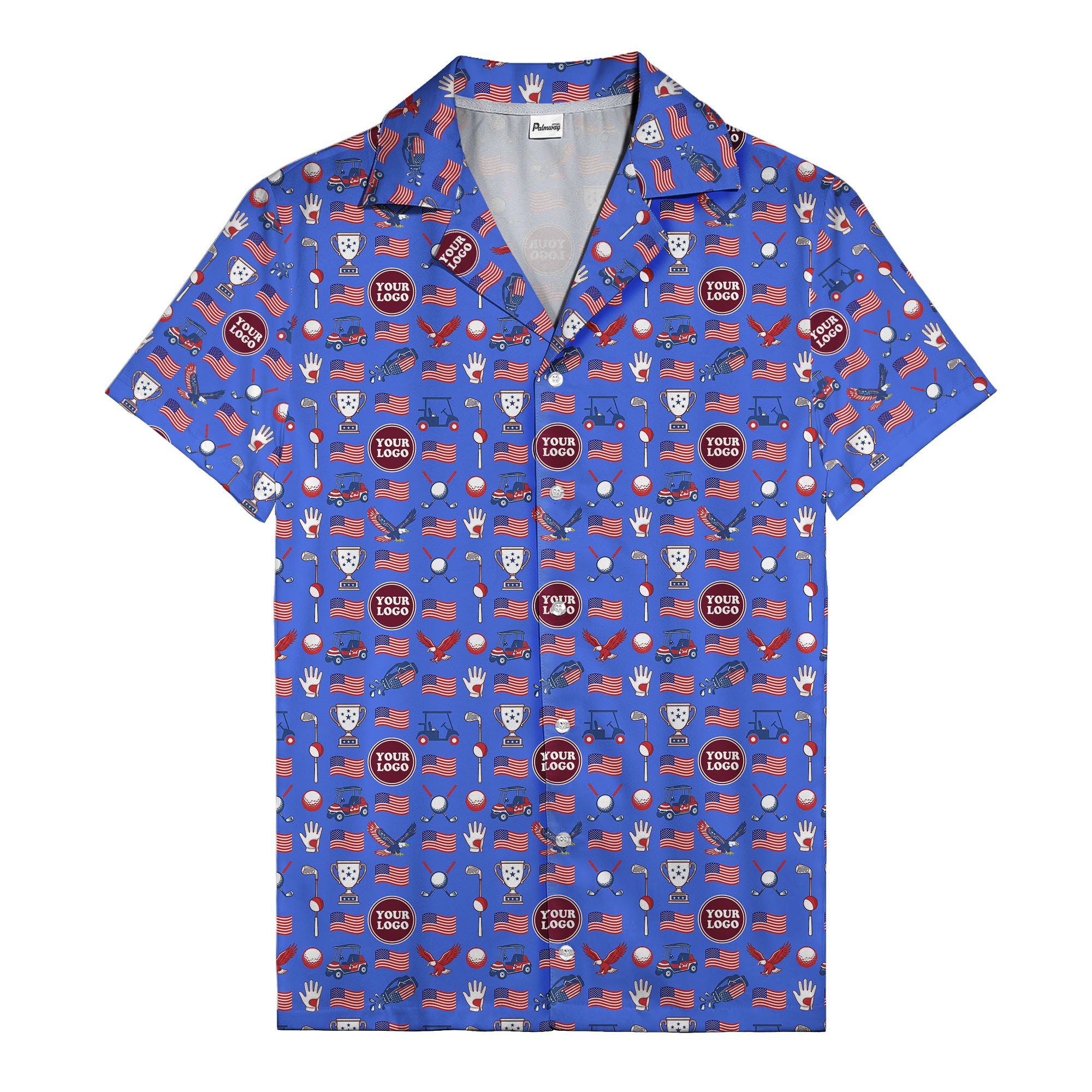 american flag eagle golf cart trophy hawaiian shirt for men