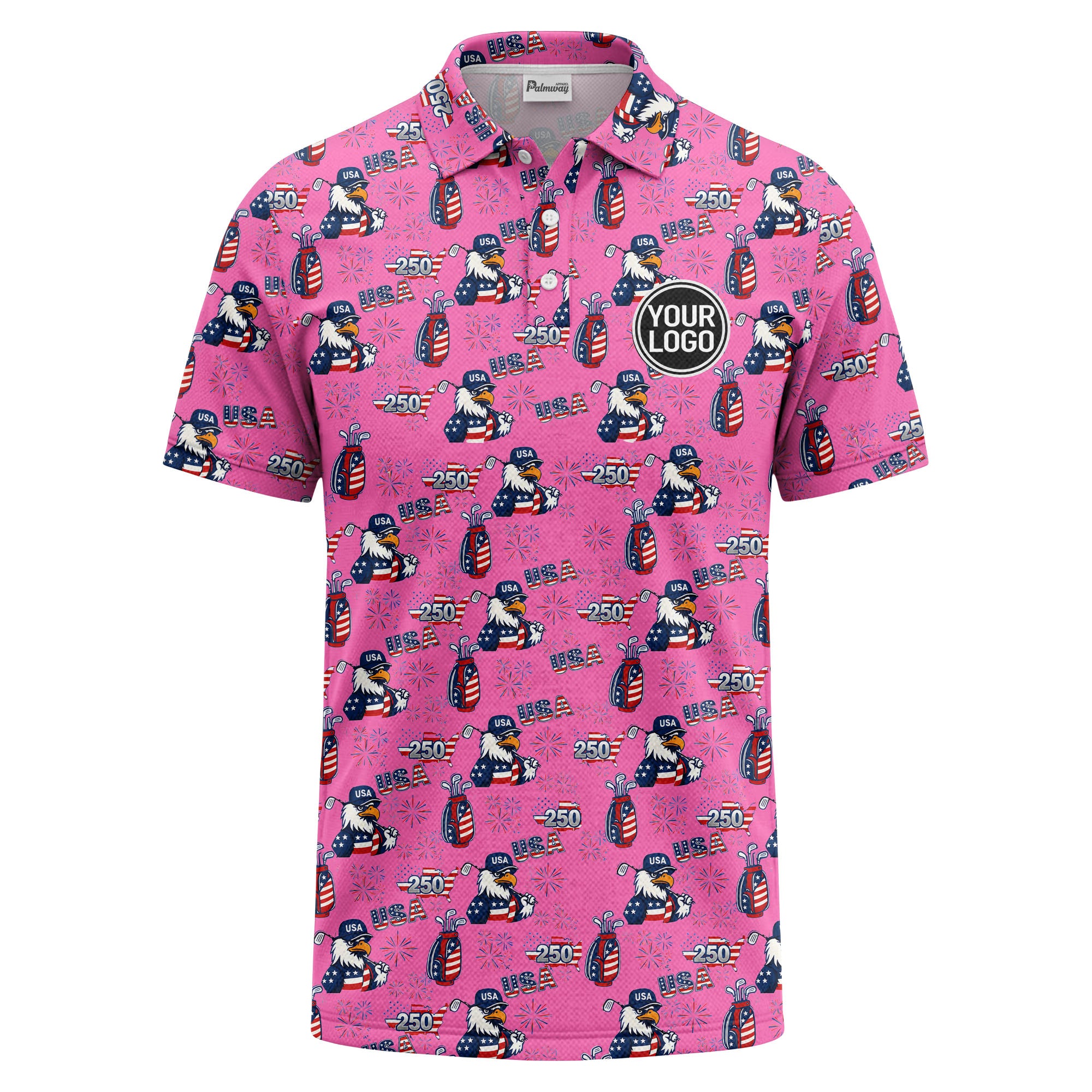 bald eagles golf bags fireworks patriotic polo shirt for men