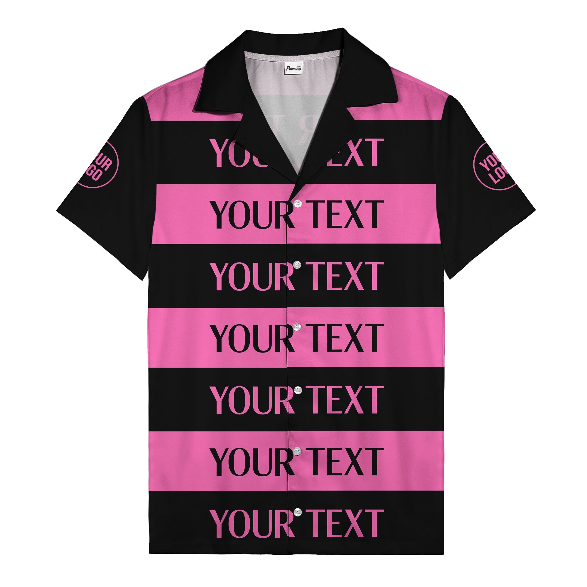 bold horizontal stripes customizable text hawaiian shirt for men