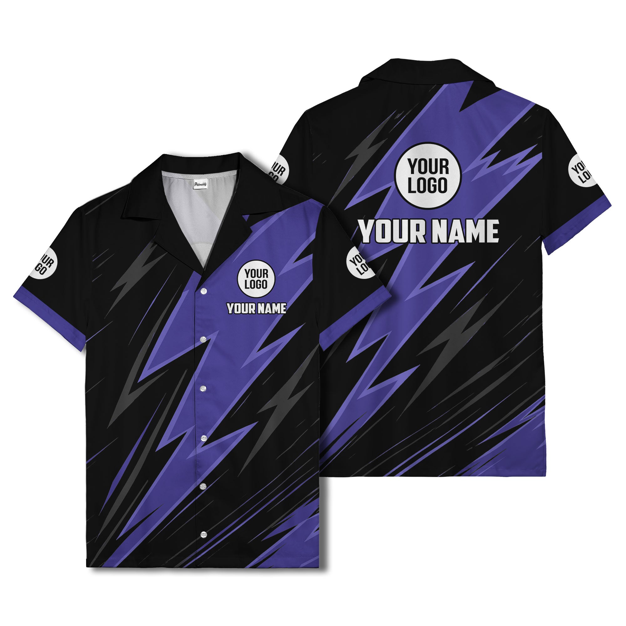 bold lightning bolt repeat pattern personalized hawaiian shirt for men