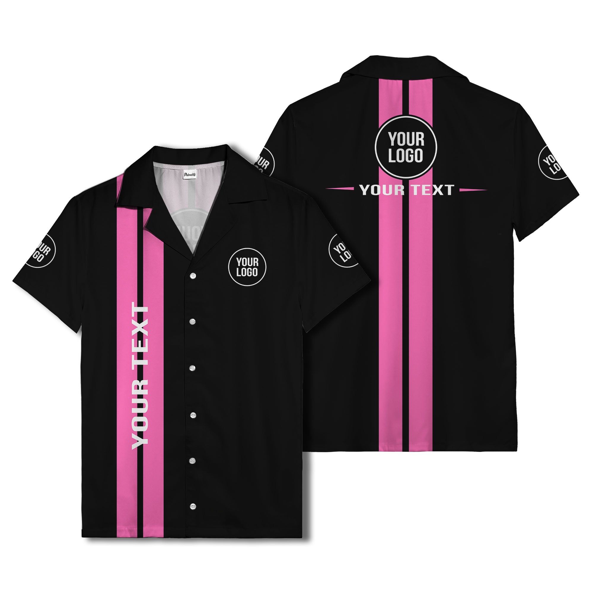 bold vertical stripe custom logo hawaiian shirt for men