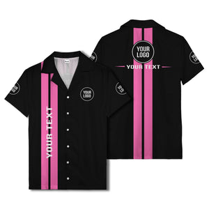 bold vertical stripe custom logo hawaiian shirt for men