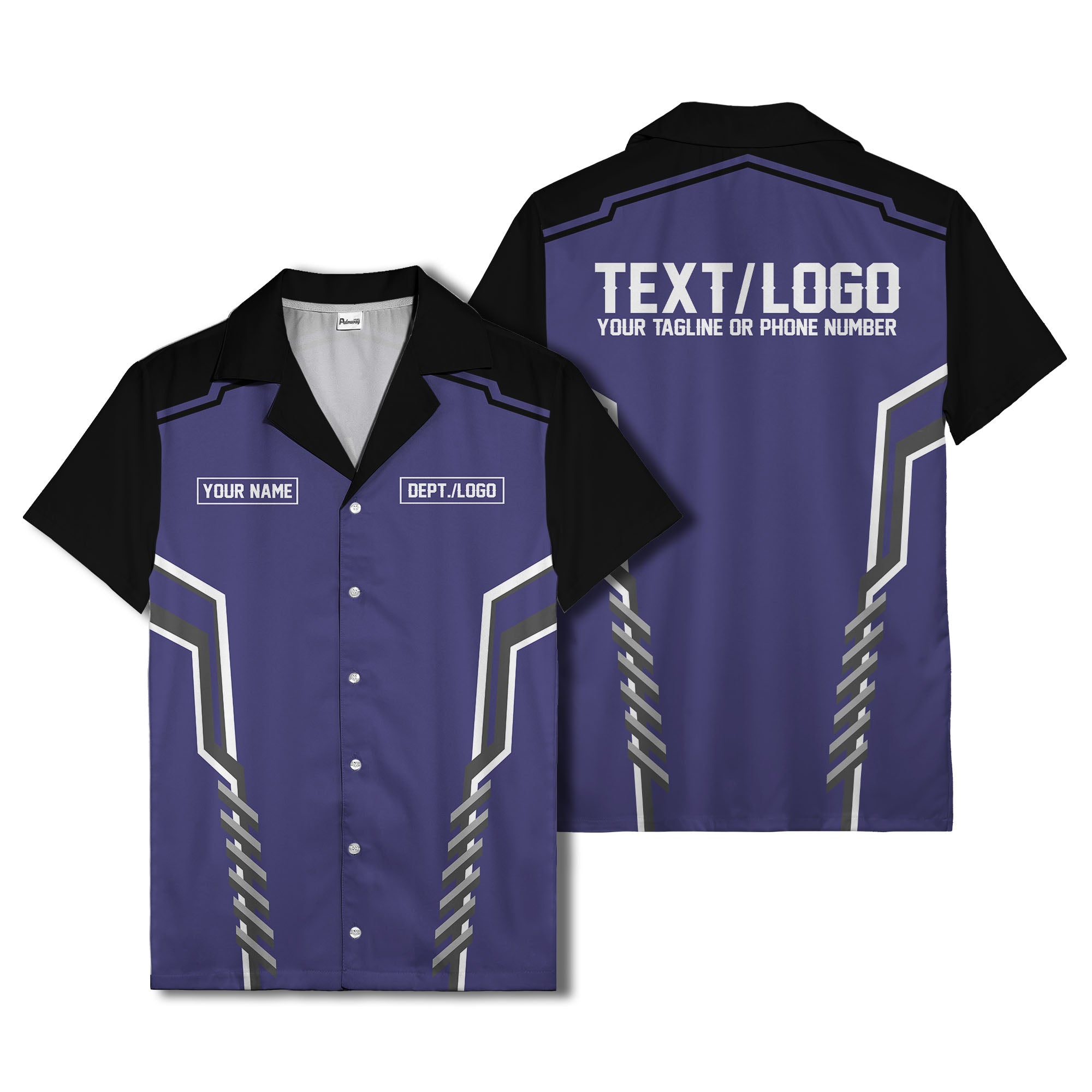 bowling team stripe name box hawaiian shirt for men