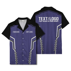 bowling team stripe name box hawaiian shirt for men