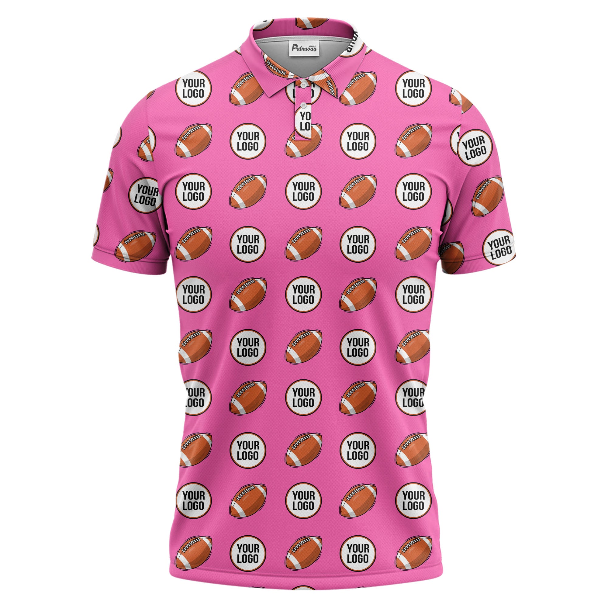 cartoon football logo circle repeat black sports polo shirt for men