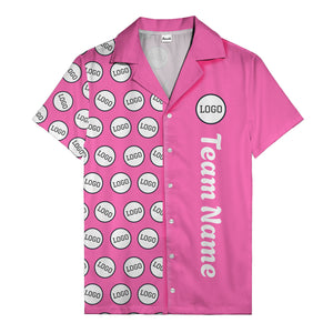 circle logo columns & team name text graphic black white hawaiian shirt