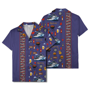 cruise ship grill & refreshments fun cartoon hawaiian shirt for men