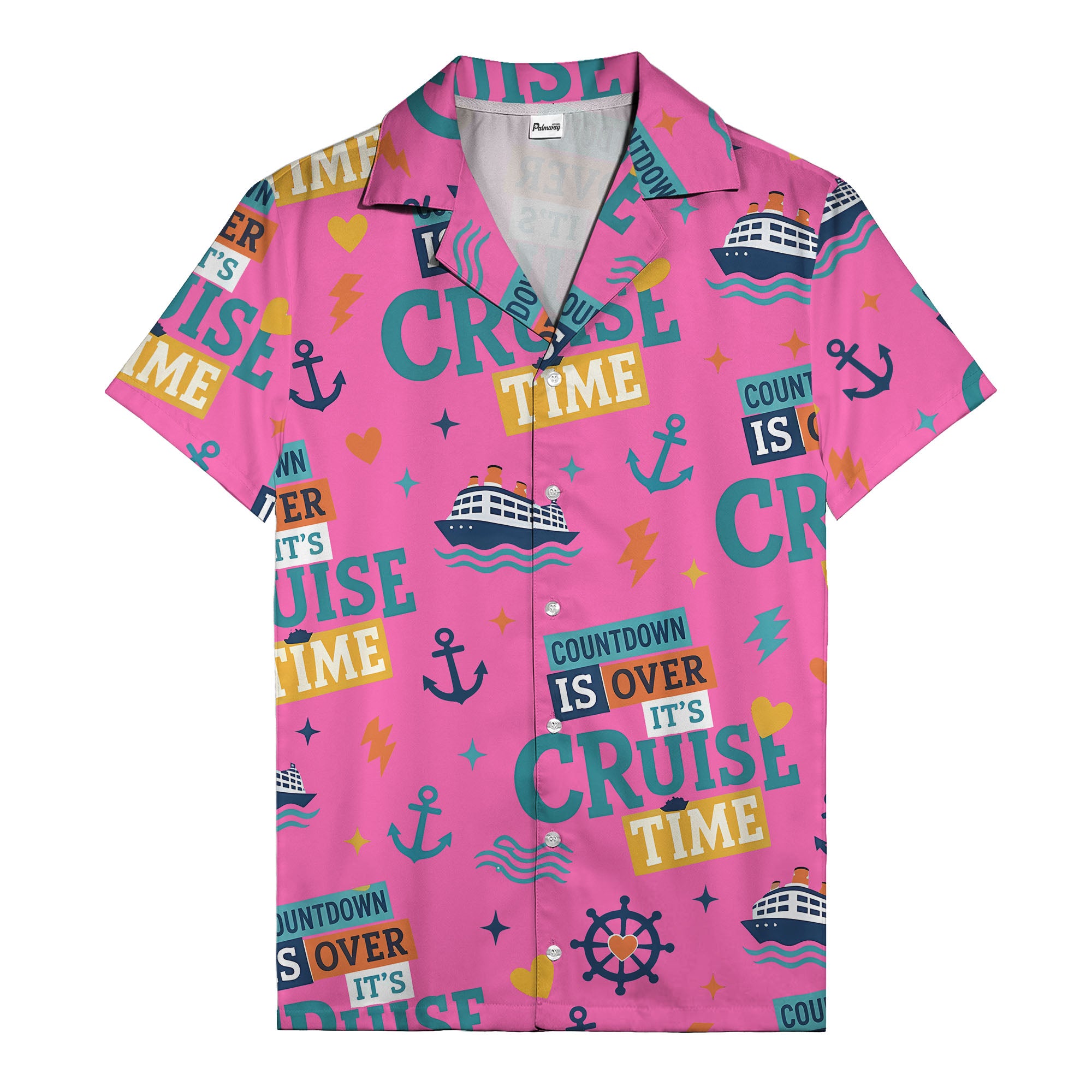 cruise ships & anchors cartoon fun hawaiian shirt for vacation