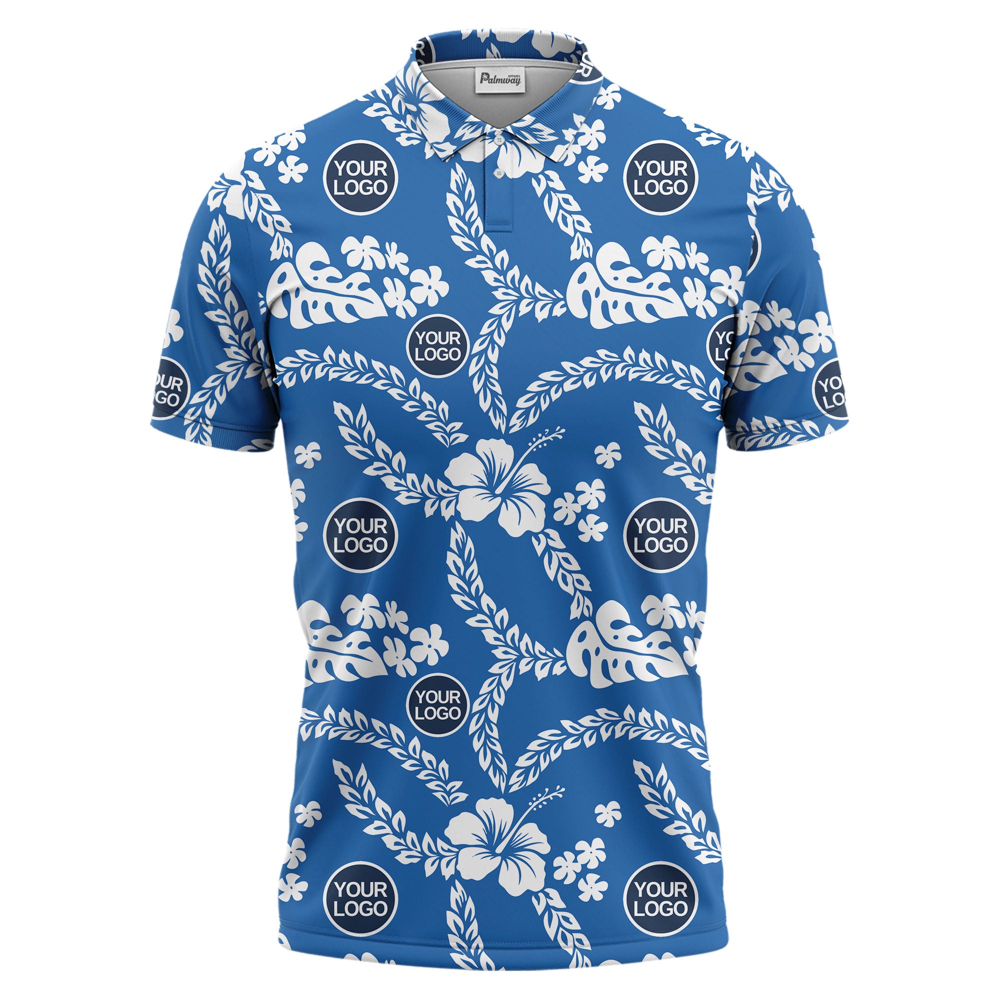 custom color tropical floral polo shirt | hibiscus & monstera leaf all-over print