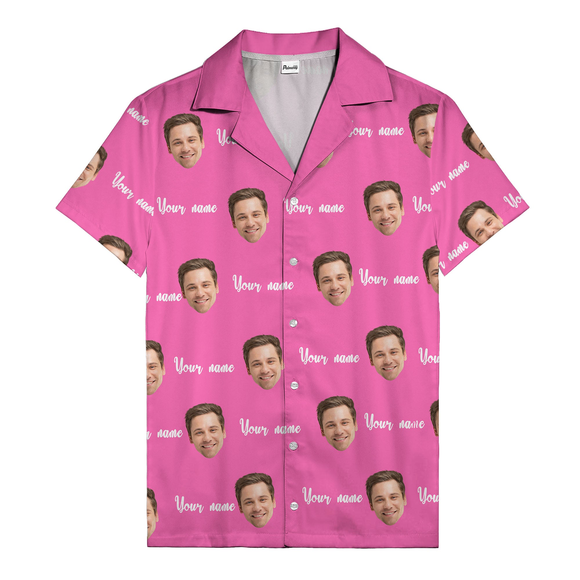 custom face portrait & personalized text repeat hawaiian shirt