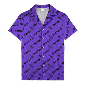 custom logo & editable text repeat pattern black hawaiian shirt