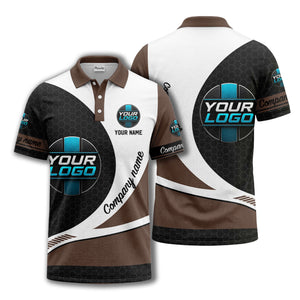 custom logo hexagon diagonal stripes polo shirt for men