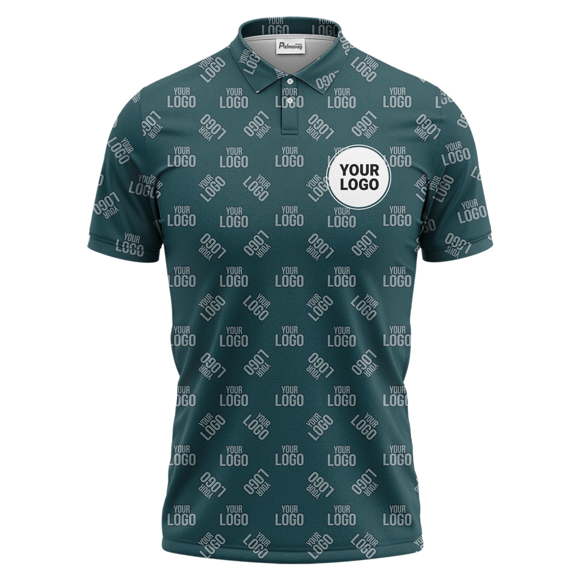 custom logo monogram all over print polo shirt for business & corporate events