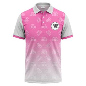 custom logo repeat gradient polo shirt for men in black & white