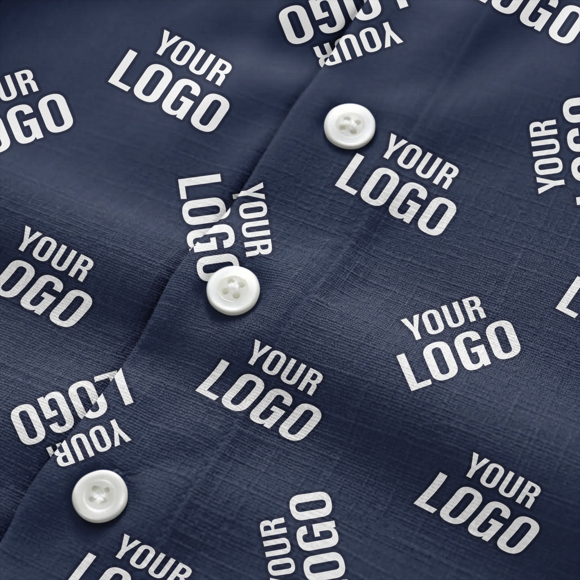 custom logo repeat navy white illustrated hawaiian shirt for personalized style