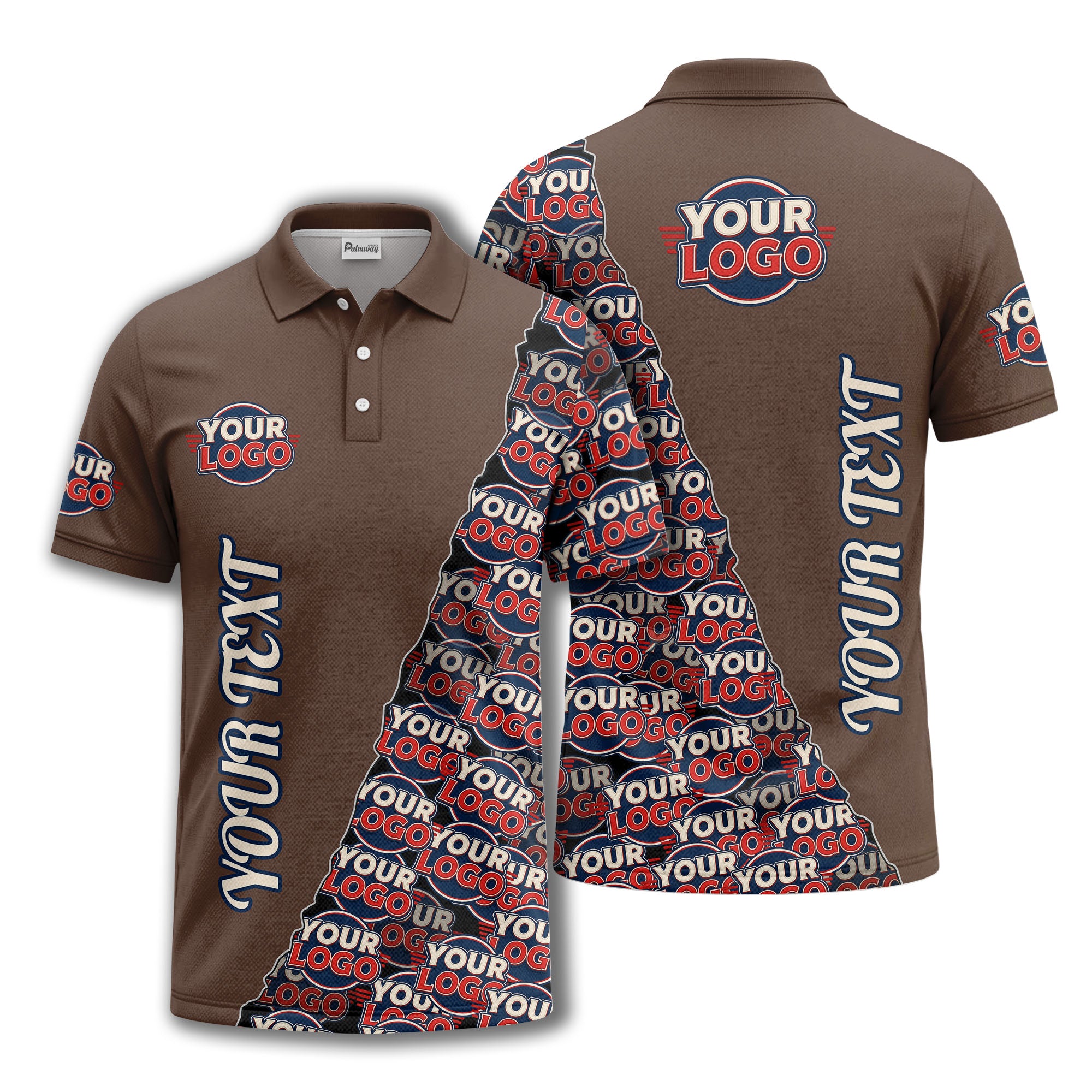 custom logo repeat vertical text pattern personalized polo shirt