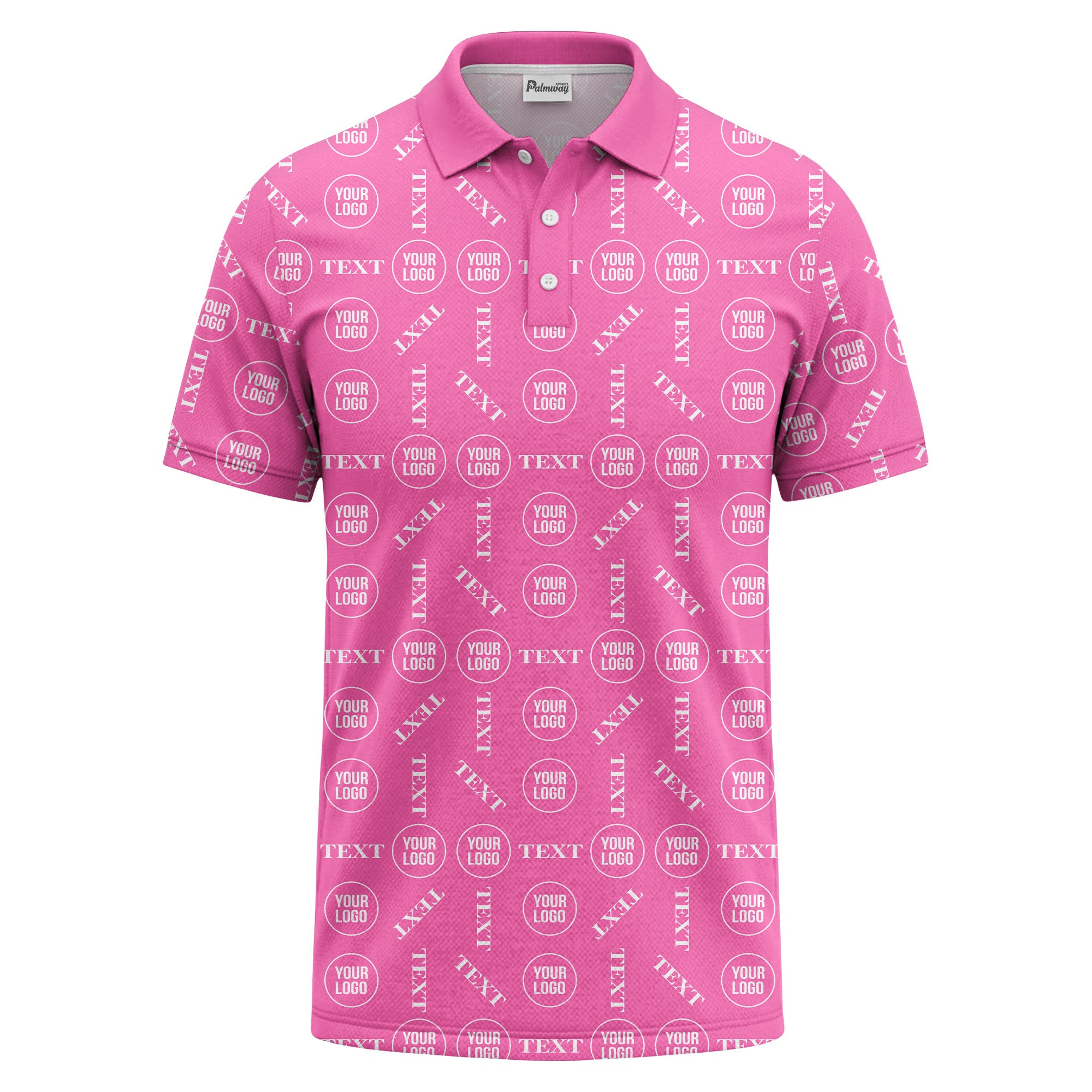 custom logo & text repeat all over print polo shirt