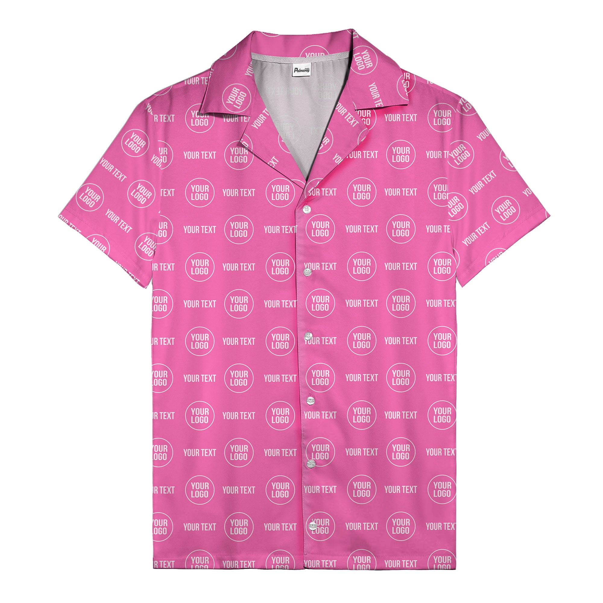 custom logo & text repeat pattern black hawaiian shirt for men