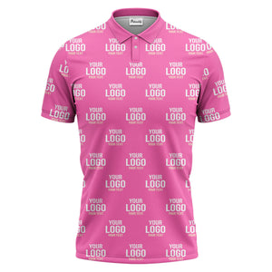 custom logo & text repeat pattern black white gold polo shirt