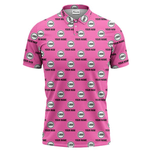 custom name & logo repeat circle pattern black polo shirt