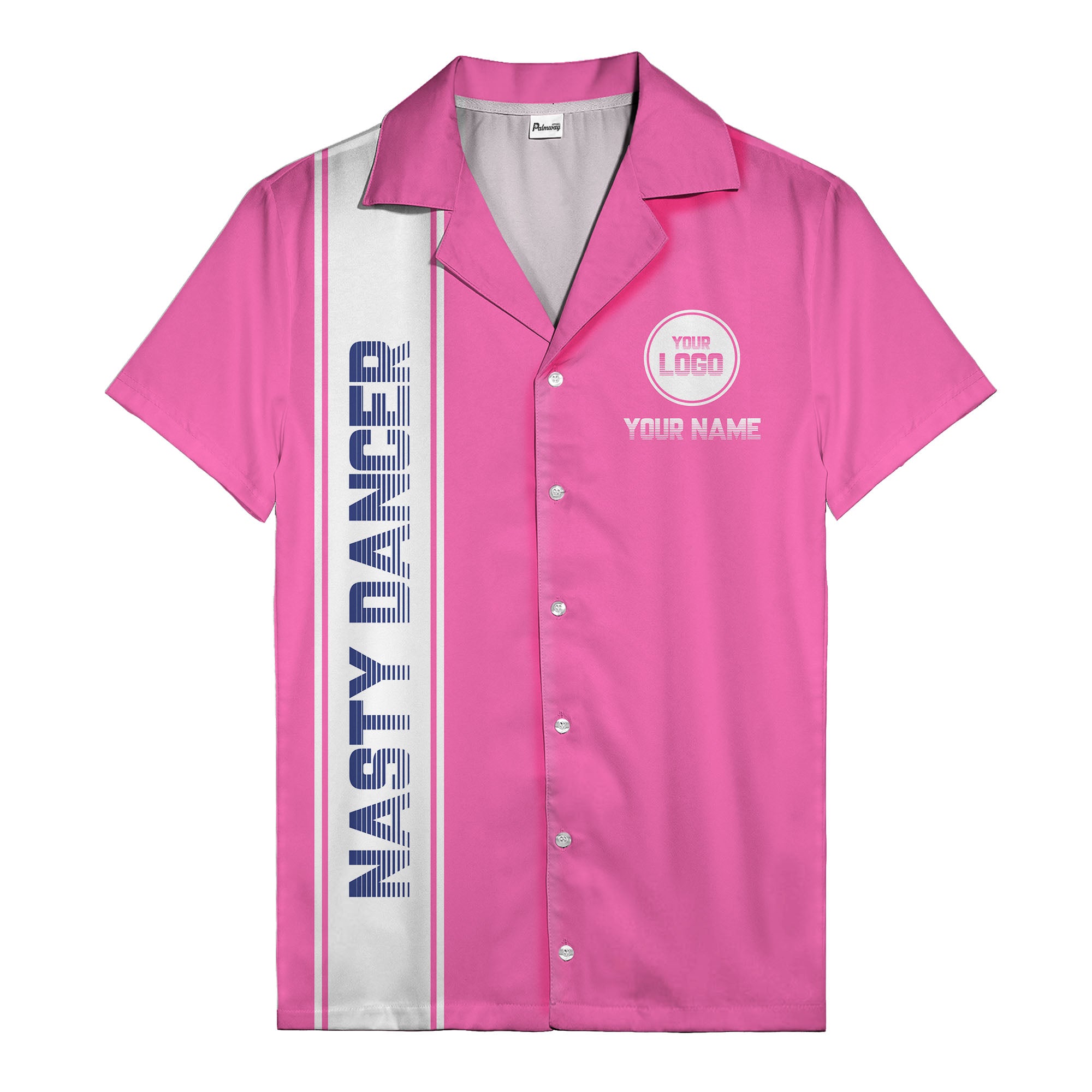 custom team logo striped black hawaiian shirt for spirit days