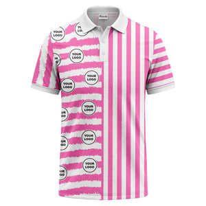 customizable black & white stripes with logo circles polo shirt