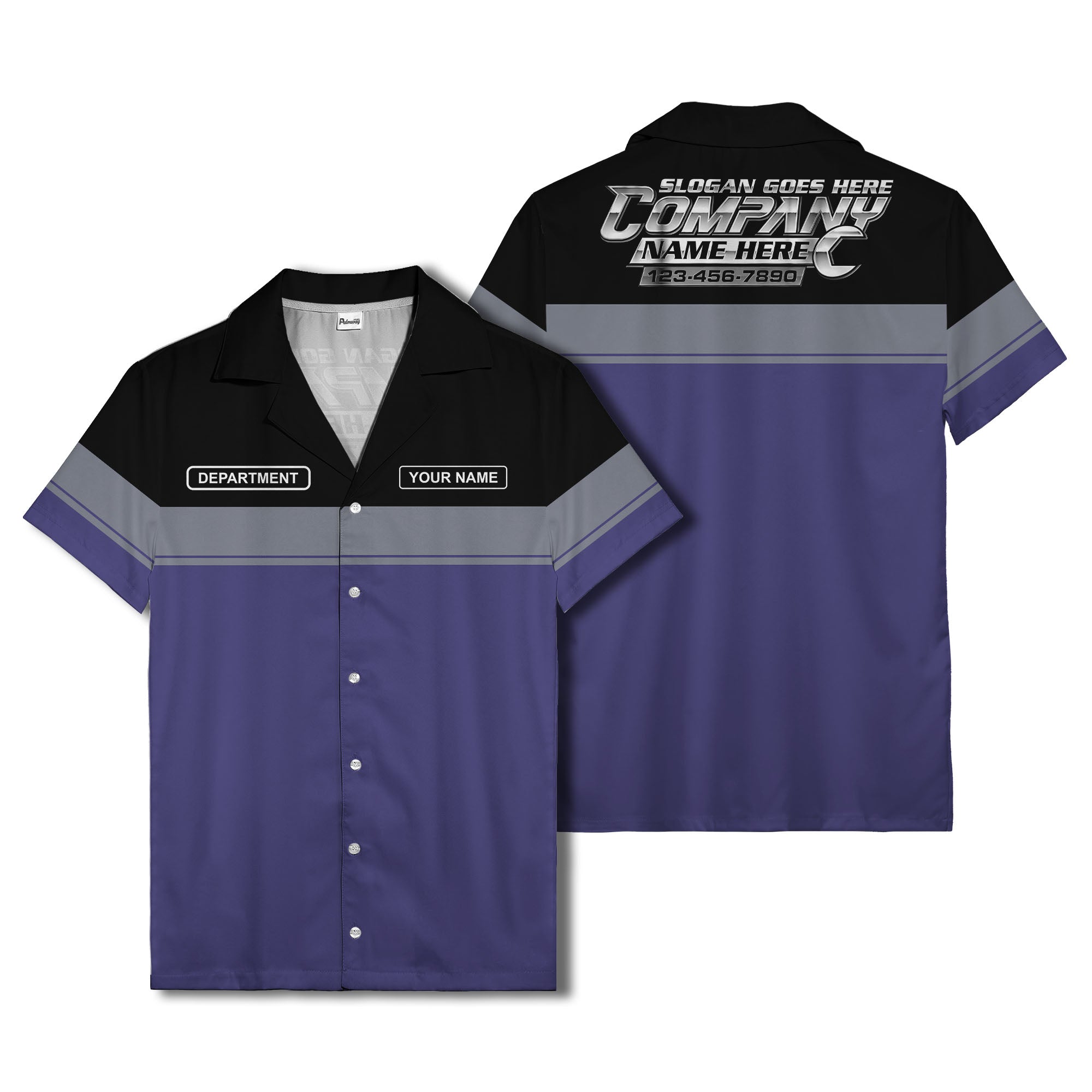 customizable department name gray stripe minimalist hawaiian shirt