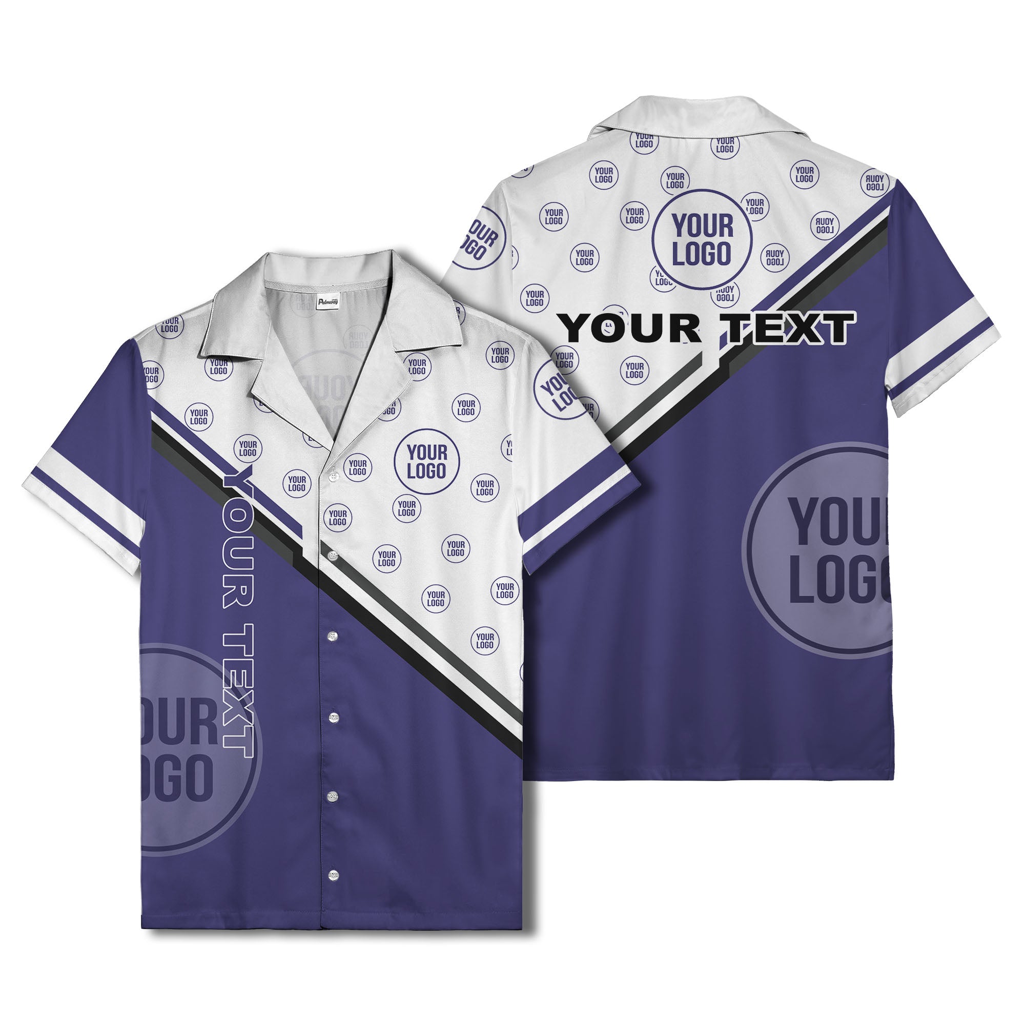customizable diagonal stripe & logo repeating hawaiian shirt