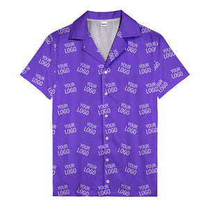 customizable repeat logo monochrome black hawaiian shirt for men