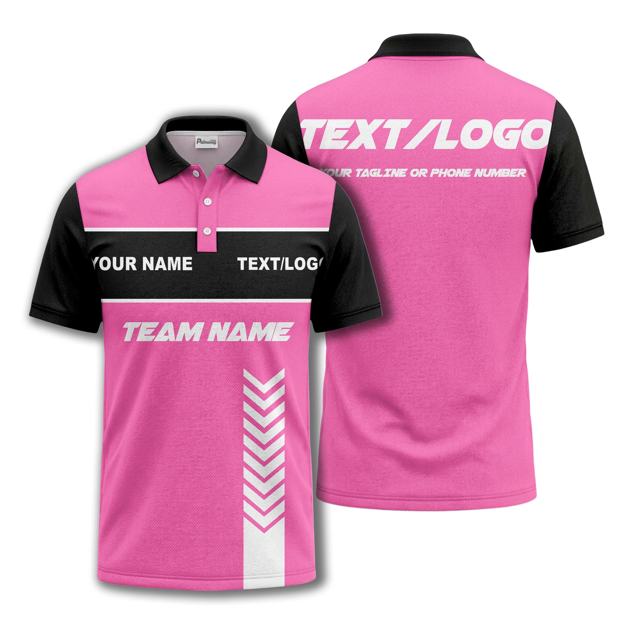 customizable team name chevron stripe polo shirt for men