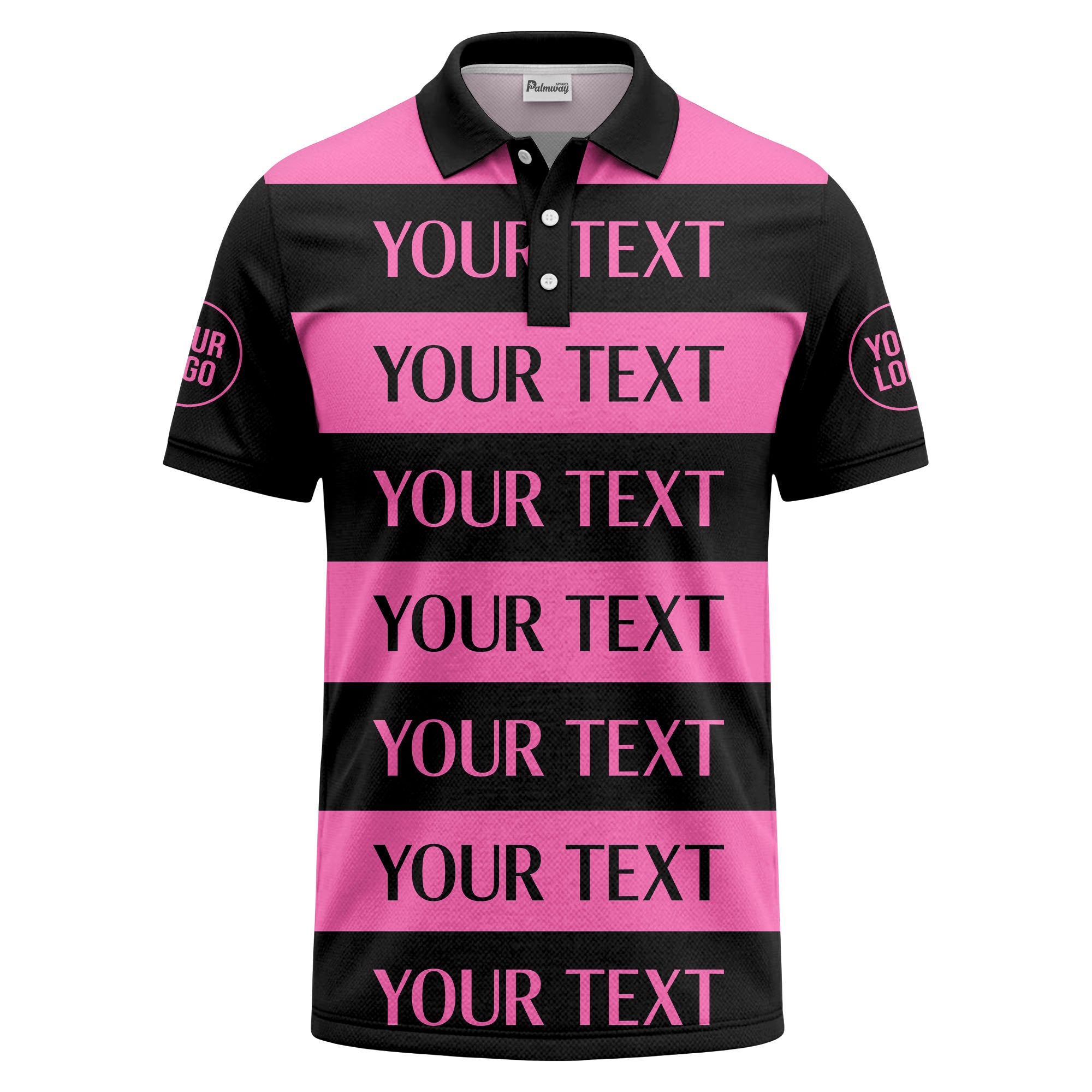 customizable text on bold horizontal stripes polo shirt